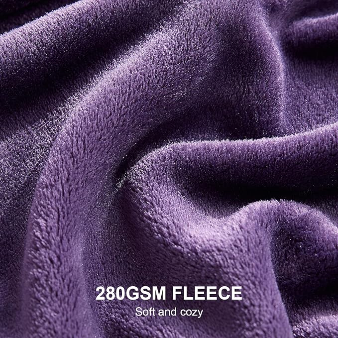 Hansleep King Purple Fleece Blanket, Soft Flannel Bed Blanket | Fuzzy Cozy Blanket 90x108 Inches, Multi-use for Bed, Sofa, Couch, Travel, Camping, All Season Warm Lightweight Cover