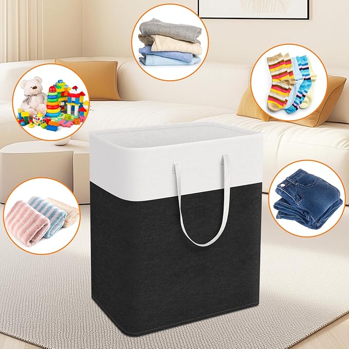 TasticTotes Laundry Basket 3-Pack, Laundry Hamper, 100L-Black | Clothes Laundry Hamper, Collapsible Laundry Basket, Freestanding laundry hamper with Handles for Home or Dorm