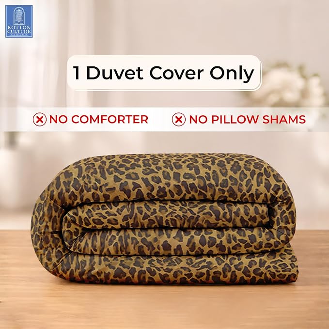 1 Pc Duvet Cover Twin XL/Twin - Cotton - Soft Premium Durable Cheetah Animal Print Comforter Cover - Zipper Closure & 7 Corner Ties- (Leopard, 68" X 90")