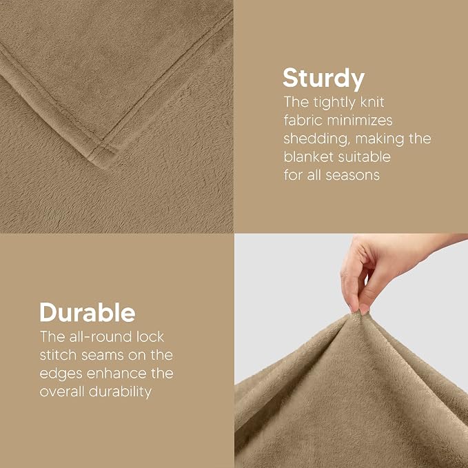 Utopia Bedding Ultra Soft Fleece Bed Blanket King Size Camel (90x102 Inch) | Microfiber Plush Warm Lightweight Breathable Cozy Blanket Anti-Static, All Season Use, Gift for Women and Men
