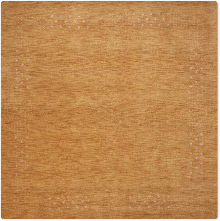 Hand Knotted Loom Wool ECO-Friendly Area Rugs - 8'x8', Square Shape, Gold Color, Contemporary Modern Design, High Pile Thick Handmade Anti Skid Area Rugs for Living Room, Bed Room (L00530)