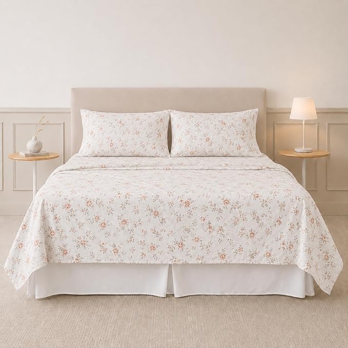 Modern Threads Silky Soft Microfiber and Wrinkle Free Sheets - Luxurious Microfiber Bed Sheets Includes Flat Sheet, Fitted Sheet with Deep Pockets, & Pillowcases Kashmir Rose Clay, Queen