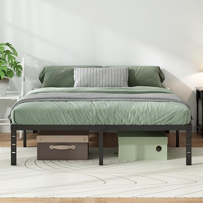 Metal Platform Bed Frame Queen Size, 12 Inch Height with Heavy Duty Steel Support, No Box Spring Needed, Easy Assembly and Underbed Storage,Black