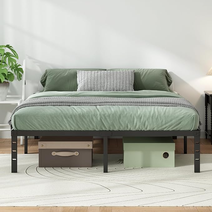 Metal Platform Bed Frame Full Size, 16 Inch Height with Heavy Duty Steel Support, No Box Spring Needed, Easy Assembly and Underbed Storage,Black