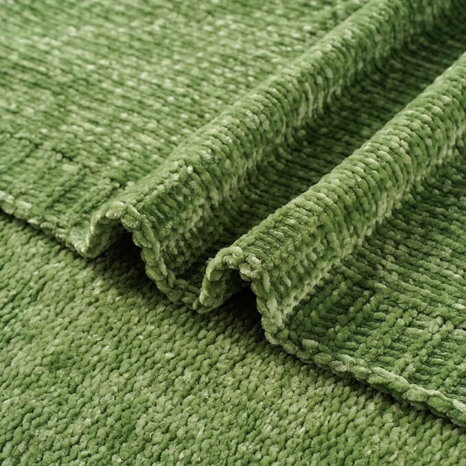 Green Chenille Throw Blanket for Couch, Soft Knit Throw Blanket 51"x67" | Shiny Chenille Blanket, Decorative Soft Moss Green Blankets for Bed Sofa Living Room