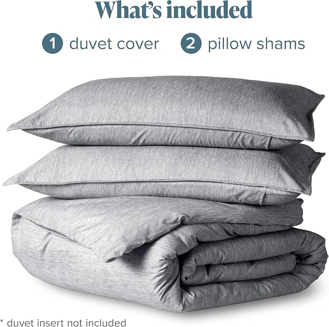 Bare Home Duvet Cover Set 1800 Ultra-Soft (Full, Heathered Charcoal) | Lightweight, Cooling, Breathable, Premium 1800 Ultra-Soft, All-Season