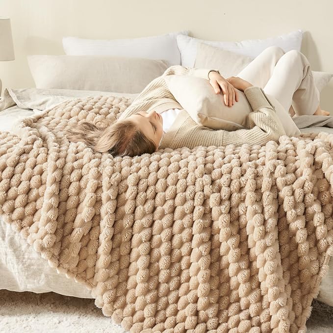 NEWCOSPLAY Fleece Clouds Cozy Throw Blanket for Couch, Brown, 50"x60" | Premium Silky Flannel Blanket, Soft Lightweight Fluffy Throw Blanket for Bed Sofa Decor, Gift for All Season Use