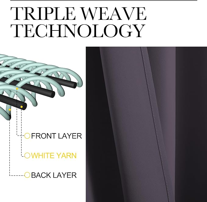 NICETOWN Blackout Curtains for Living Room, Greyish Purple, 2 Panels, 42 by 63, Darkening Window Curtain Panels, Easy-Care Solid Thermal Insulated Draperies/Drapes for Daughter Room
