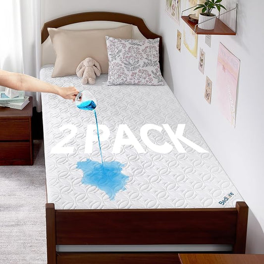 2 Pack Waterproof Mattress Protector Twin XL, Deep Pocket, for College Dorm | Bedlore Soft Breathable Bed Mattress Cover Pad, Fits 6-15 Inch Deep Mattresses, Ideal for Bedroom, Hotel, White