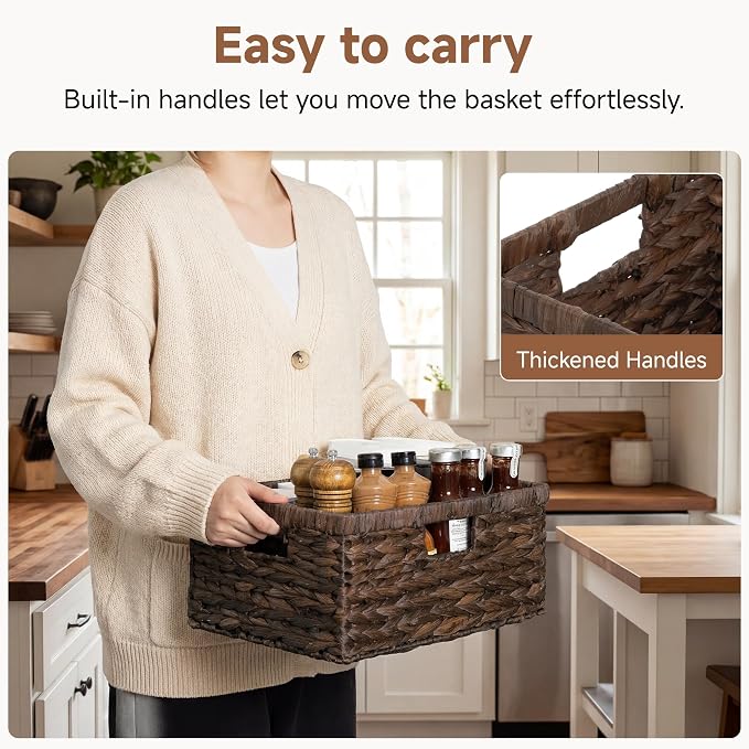 StorageWorks Wicker Storage Baskets,Decorative Baskets for Home Decor,1Pack | Water Hyacinth Wicker Storage Baskets for Shelves, Shelf Baskets for Organizing, Large Basket, Decorative Baskets for Storage