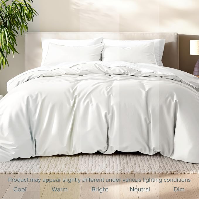 Bare Home Duvet Cover Set 1800 Ultra-Soft (Oversized King, Antique White) | Lightweight, Cooling, Breathable, Premium 1800 Ultra-Soft, All-Season