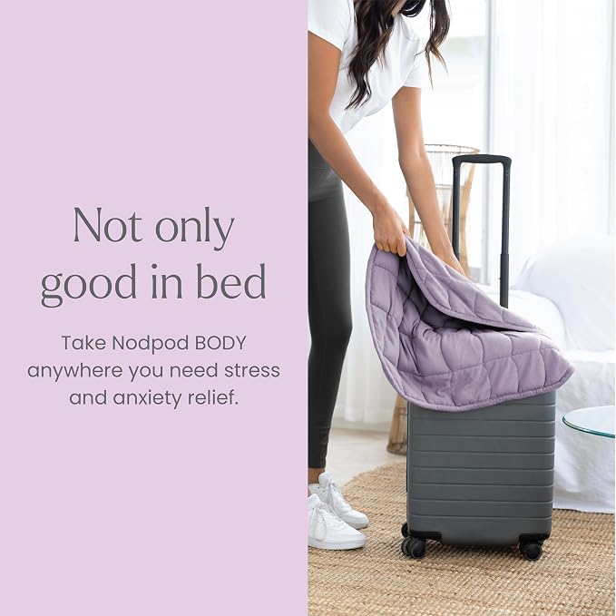 nodpod Body 6.5lb Patented Compact Weighted Blanket | Perfect for Relaxation, Lounging, Napping, Sleeping & Travel, Glass Bead Filled, Machine Washable, 29" x 24", Wisteria