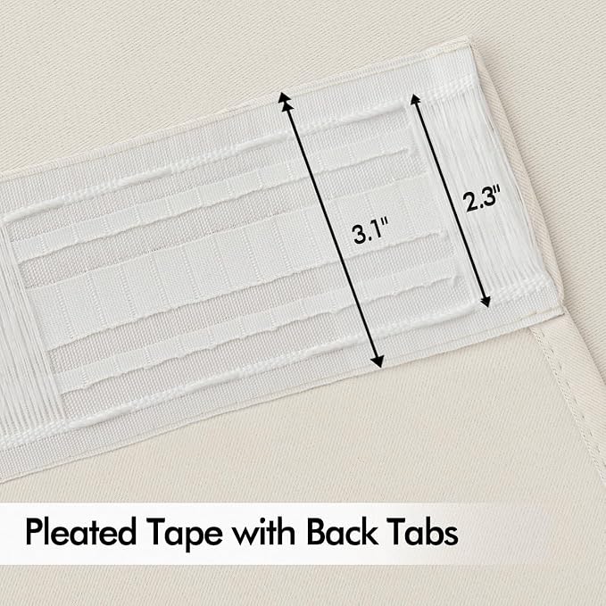 MIULEE Ivory Back Tab Blackout Curtains 52x84 Inch Length 2 Panels Set | Rod Pocket Pinch Pleated, Thermal Insulated, Room Darkening, Light Blocking, Privacy Curtains for Living Room Bedroom