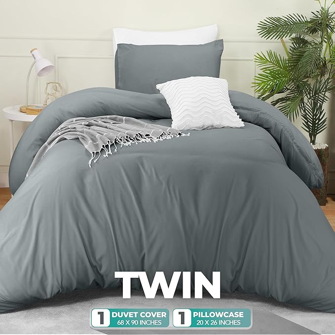 Utopia Bedding Duvet Cover Set with Pillowcases- 2 Pieces Bedding Duvet Cover with Zipper Closure - 1 Duvet Cover with 1 Pillow Sham - Soft Brushed Microfiber (Twin/Twin XL, Grey)