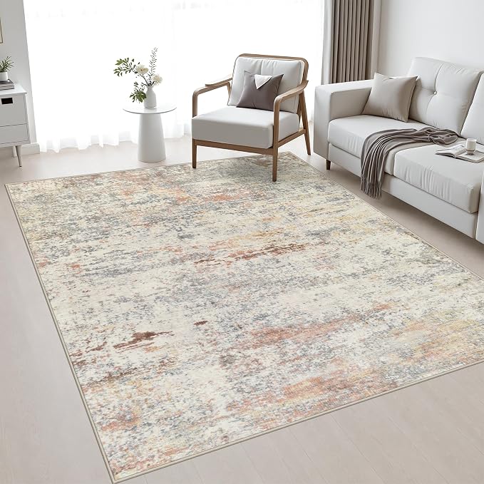 5x7 Area Rug Living Room: Modern Washable Indoor Soft Carpet Taupe | For Bedroom Dining Room Farmhouse Nursery Hallway Office,Modern Abstract,Machine washable,Non-Slip,Stain Resistant,Indoor