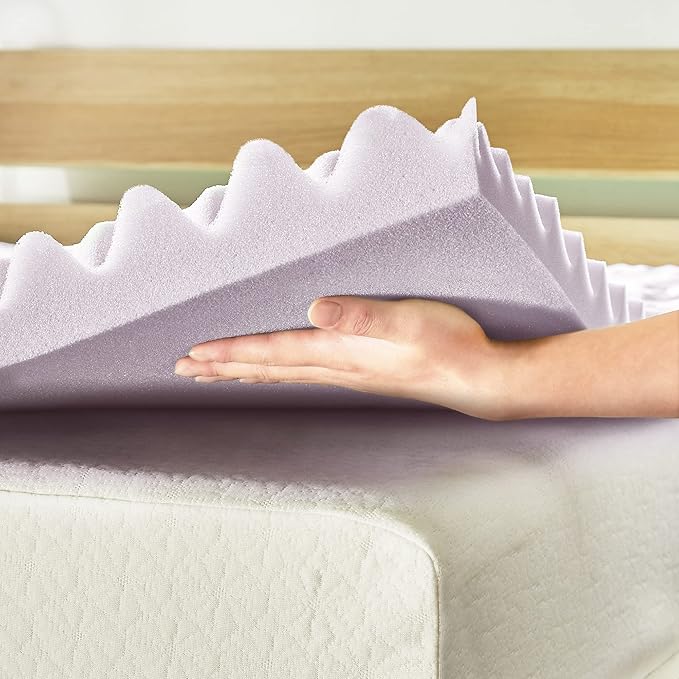Mellow 1.5 Inch 5-Zone Memory Foam Mattress Topper, Soothing Lavender Infusion, Twin