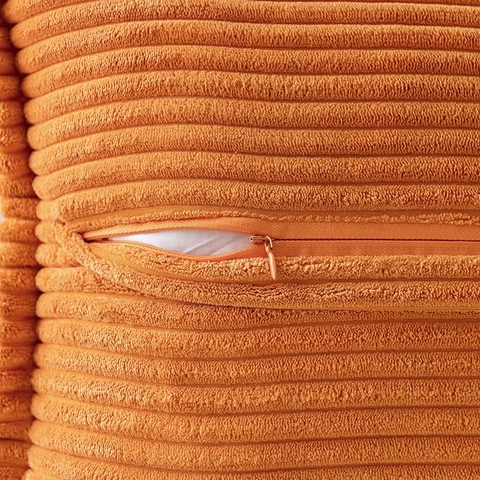 MIULEE Fall Burnt Orange Decorative Throw Pillow Covers 18x18 Inch 2 Pack | Boho Broadside Striped Patchwork Pillow Covers, Soft Corduroy Cushion Cases, For Couch Sofa Bed Livingroom Home Decor