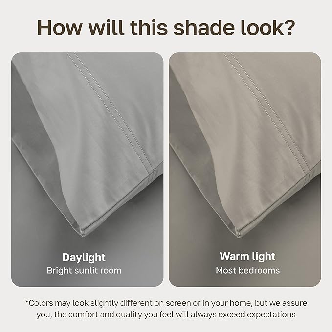California Design Den Luxury 600 Thread Count Full Sheet Set, Light Grey | 100% Cotton Sateen Backed by Good Housekeeping Seal, Soft & Smooth, 16" Deep Pocket, All-Around Elastic, Durable, Easy Care