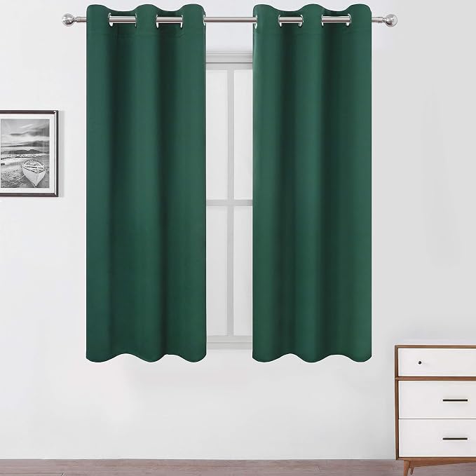 Green Blackout Curtains 40 x 63 Inch Length/Set of 2 Curtain Panels/Thermal Insulated Room Darkening Blackout Curtains for Bedroom