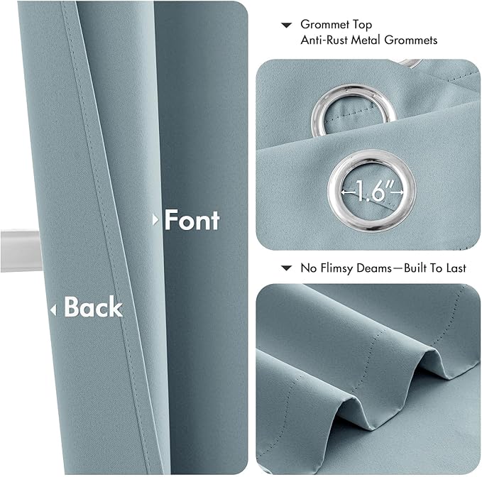 MIULEE Blackout Curtains for Bedroom 2 Panels 40 x 45 Inch Long Slate Blue | Thermal Insulated, Living Room Darkening Grommet Drapes, Noise Reducing, Light Blocking Window Treatments