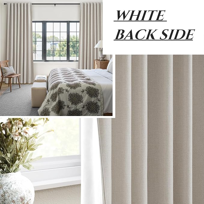 QJmydeco 78 Inch Closet Curtains for Open Closet Doors Sliding Panels, Blackout Curtains for 80 Inches Window Heat Blocking Insulated Drapes for Summer Heat Neutral Burg for Living Room Back Tab Hook