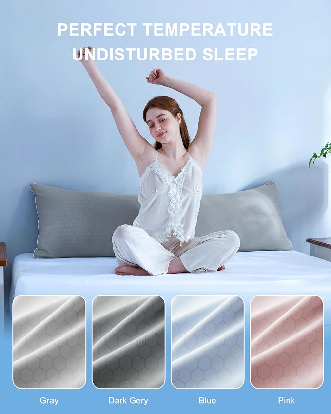 YZ HOME Cooling Body Pillow for Adults,Cold Touch Fabric(Dark Grey,20"x54") | Body Pillow for Side Sleeper,Shredded Memory Foam,Removable Washable Cover