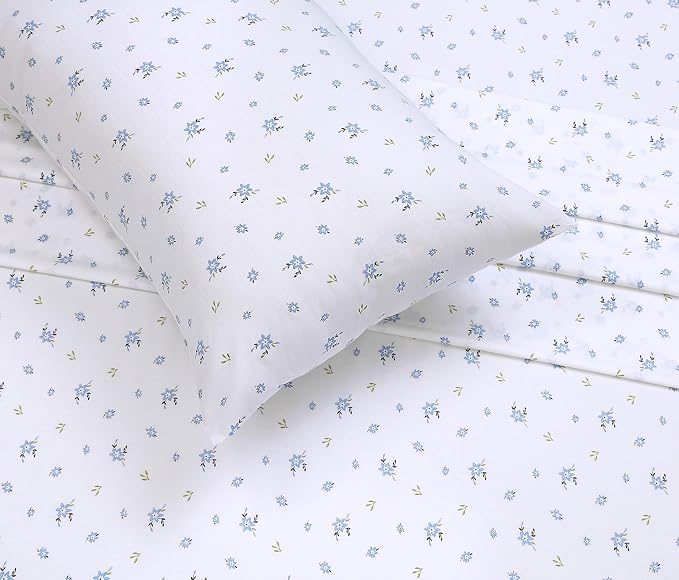 RUVANTI 100% Cotton Percale Sheets California King Size, Phulkari | Crisp Cooling for Hot Sleepers, Deep Pocket 14", Soft Breathable & Durable, Hotel-Style 4 Piece Set