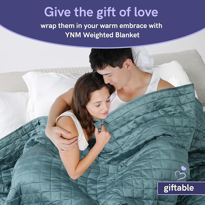 YnM 15lbs Weighted Blanket for Adults, Cotton Heavy Bed Throw Blanket with Cooling Glass Beads for All Season Use, Ideal for One Person of 140lbs (48x72 Inches, Queen Bed, Black)