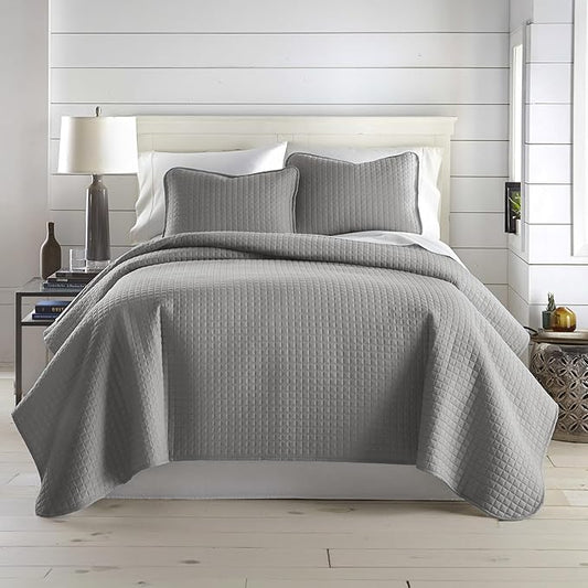 Southshore Fine Living, Inc. Quilt King Size Bedding Set, Cal King Quilt Coverlet Set with 2 Shams, Soft Brushed Lightweight Bedspread, Pet Hair Resistant, Steel Grey