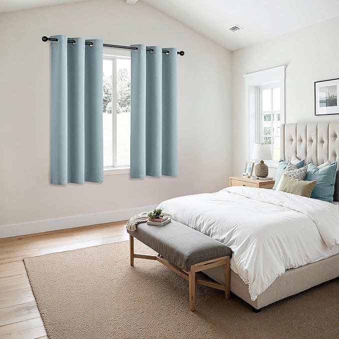 MIULEE Blackout Curtains for Bedroom 2 Panels 40 x 54 Inch Long Slate Blue | Thermal Insulated, Living Room Darkening Grommet Drapes, Noise Reducing, Light Blocking Window Treatments