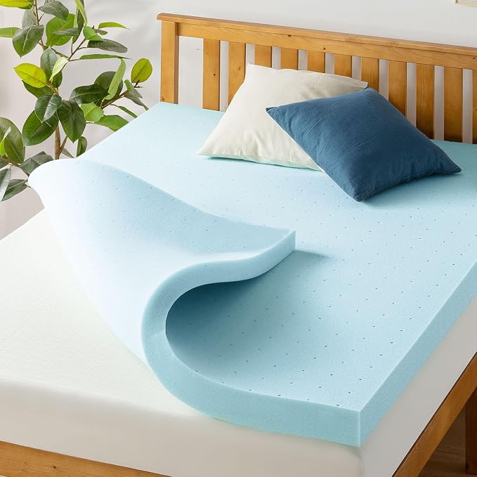 Best Price Mattress 4 Inch Ventilated Memory Foam Mattress Topper, Cooling Gel Infusion, CertiPUR-US Certified, Dorm Essentials, King