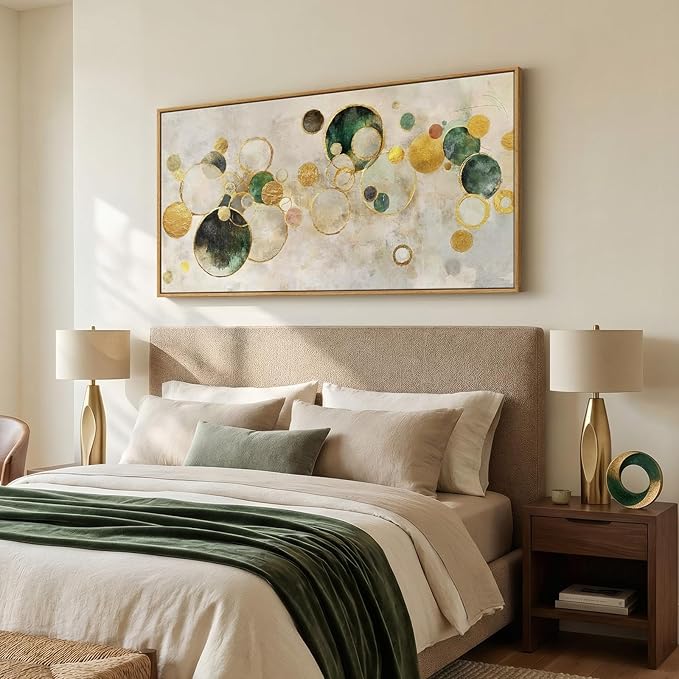 Large Framed Gold Abstract Wall Art for Living Room, Horizontal 30x60 In | Modern pictures, Canvas prints, Wood frame, Minimalist painting, Artwork for walls, Wall decor for bedroom dining room office