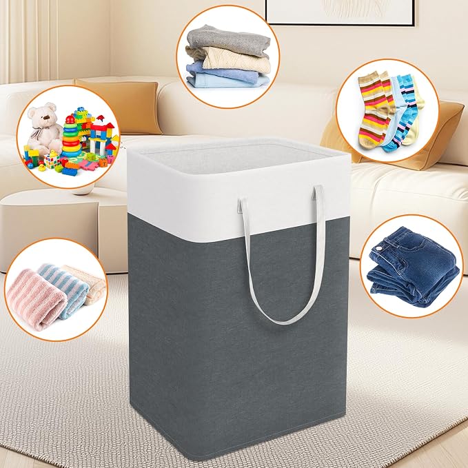 TasticTotes Laundry Basket 3 Pack, Laundry Hamper, 88L-Grey | Clothes Laundry Hamper, Collapsible Laundry Basket, Freestanding laundry hamper with Handles for Home or Dorm