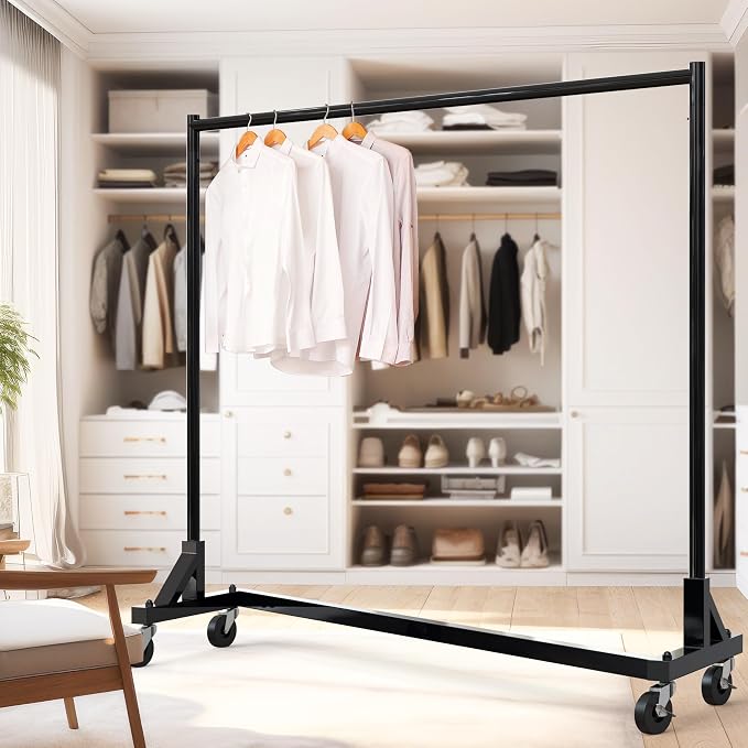 Simple Houseware Industrial Grade Z-Base Garment Rack, 63" W/500Lb, Black