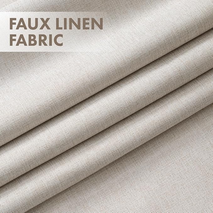 MIULEE 100% Blackout Linen Curtains for Bedroom 40W x 102L Cream 2 Panels | 102 inches Long, Thermal Insulated, Room Darkening, Black Out Drapes for Living Room, Back Tab Rod Pocket