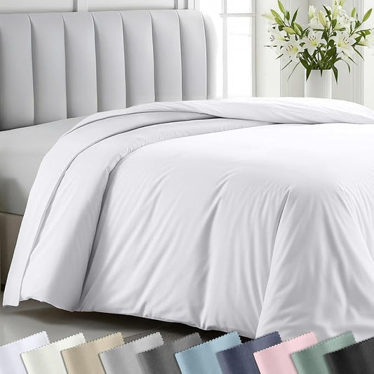 California Design Den Soft 100% Cotton Sateen Full/Queen Duvet Cover, White | Duvet Cover Only, Comforter Not Included, Backed by Good Housekeeping Seal, Button Closure & Corner Ties