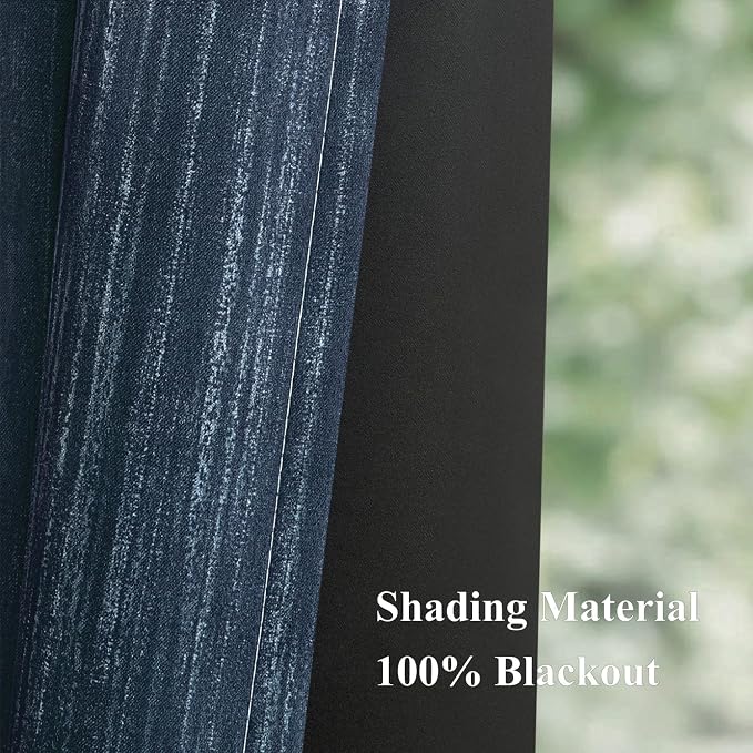 MIULEE Navy Blue and Greyish White Ombre Blackout Curtains 52Wx96L Set of 2 | Full Room Darkening,Thermal Insulated,96 Inch Long,Grommet Drapes for Bedroom/Living Room,Modern Window Treatments