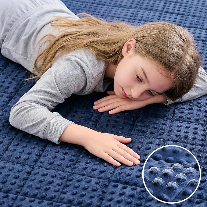 yescool Weighted Blanket for Adults 10 lb, 48 * 72in Twin Full Size Heavy Throw Blanket for Better Sleep, Blue