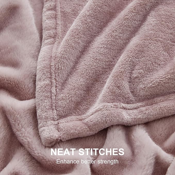 Hansleep Throw XL Pink Fleece Blanket, Soft Flannel Bed Blanket | Fuzzy Cozy Blanket 50x70 Inches, Multi-use for Bed, Sofa, Couch, Travel, Camping, All Season Warm Lightweight Cover