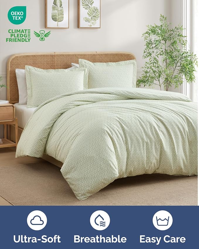 Duvet Cover Full Size - Floral Duvet Cover - 3 Piece - Blue Garden | Soft Floral Duvet Cover 80 x 90 with 2 Pillow Shams, Zipper Closures & Ties, Floral Bedding for Women, Men, Kids & Teens
