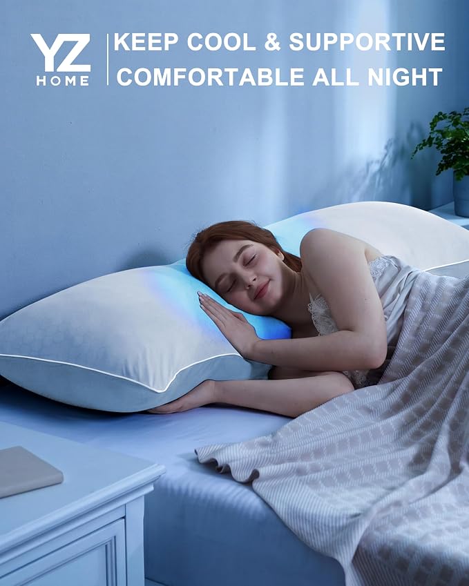 YZ HOME Cooling Body Pillow for Adults,Cold Touch Fabric(Bule,20"x54") | Body Pillow for Side Sleeper,Shredded Memory Foam,Removable Washable Cover
