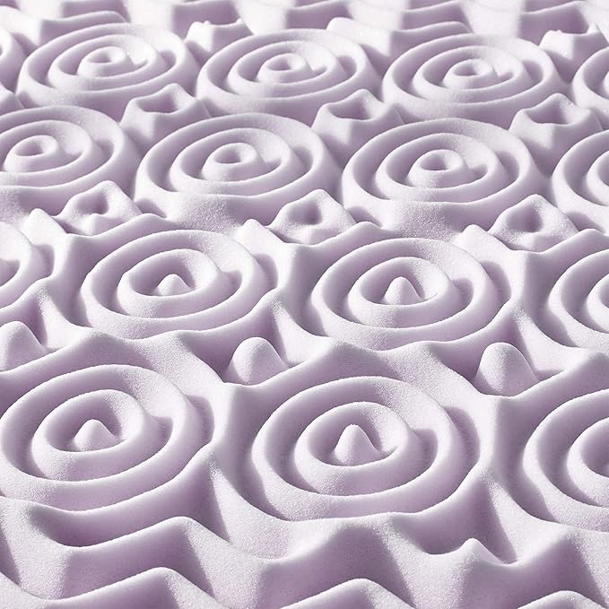 Mellow 1.5 Inch 5-Zone Memory Foam Mattress Topper, Soothing Lavender Infusion, Twin