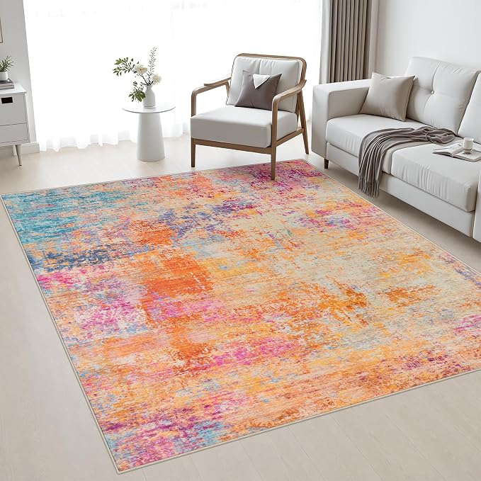 Area Rug Living Room: 4x4 Modern Washable Soft Carpet Galaxy Haze | For Bedroom Dining Room Farmhouse Nursery Hallway Office,Modern Abstract,Machine washable,Non-Slip,Stain Resistant,Indoor