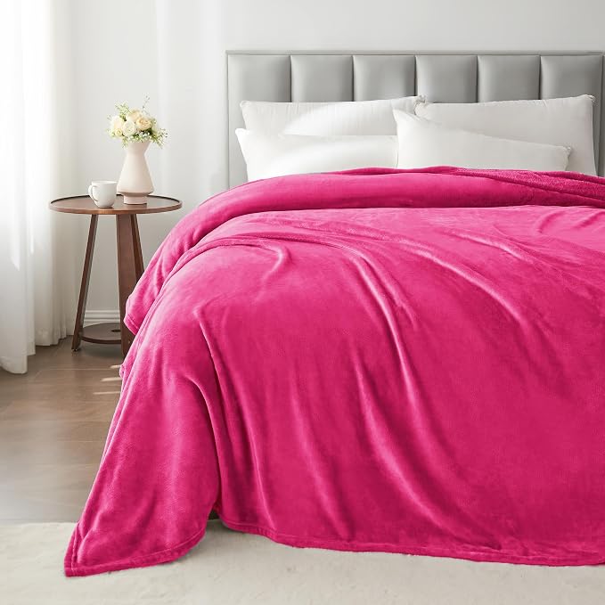 BEDELITE Fleece Blanket Soft Plush King Size Bed Blanket Hot Pink 108"x90" | Ultra Soft Fleece, Plush Microfiber, Lightweight Warmth, All Season Comfort, Fade Resistant, Machine Washable