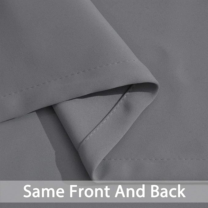 Yakamok Grey Room Darkening Curtains 62x84 inch Gray Grommet-Living Room | 2 panels,blackout window treatment,thermal insulated,light blocking drapes,privacy protection,bedroom study dining room