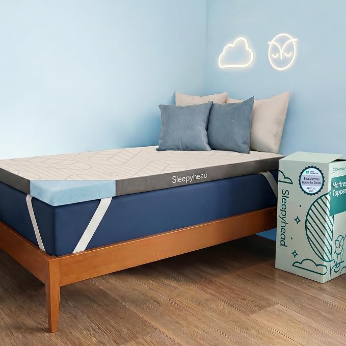 Sleepyhead Twin Mattress Topper 3 Inch for College Dorm, Cooling Gel Memory Foam, Pressure Relief, Removable Washable Cover, CertiPUR-US Certified (Twin 3")