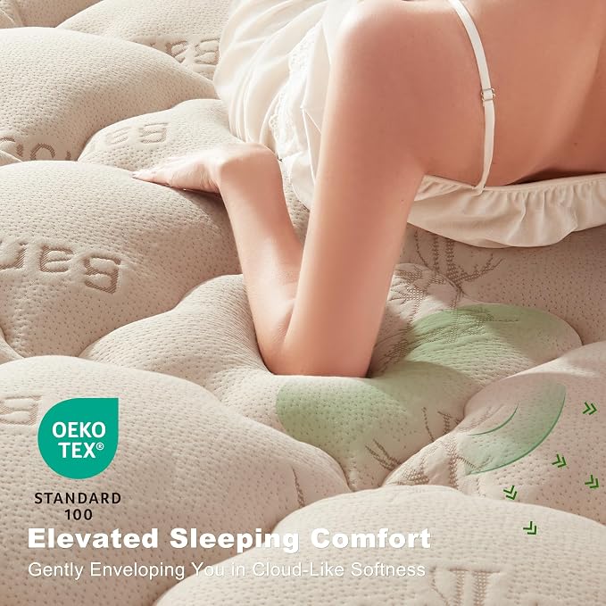 BEDLORE King Mattress Topper Viscose Bamboo, Thick Pillow Top Mattress Pad | Stretchable Pockets Fit 6"-18" Mattress, Soft Breathable Mattress Topper for Back Pain Relief and Hot Sleepers(Beige)