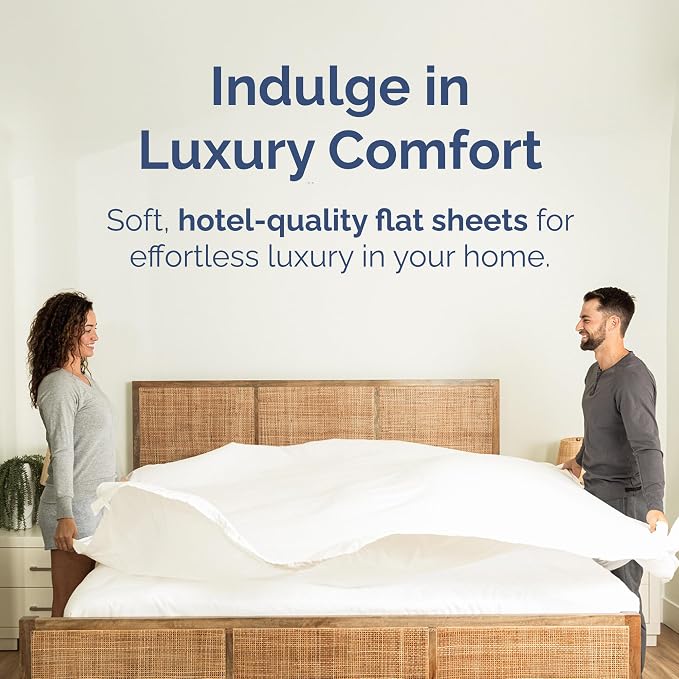 Queen Flat Sheet - Single Top Flat Sheet Only - Cooling - Antique White | Hotel Luxury Top Flat Sheet Only, Ultra-Soft, Breathable & Cooling, Fade & Wrinkle Free, Easy-Care, Stain & Shrink Resistant