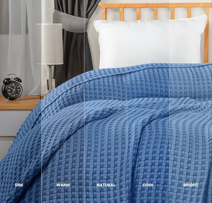 Utopia Bedding 100% Cotton Waffle Blanket King Size Wedgewood, 90x108 Inch | Lightweight Breathable Cozy Summer Bed Blanket Home Decor Gift for Women and Men
