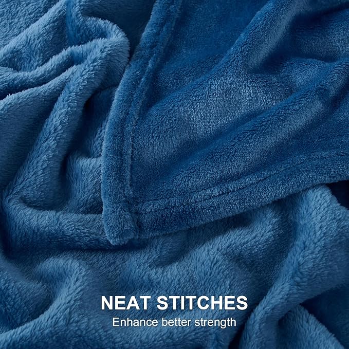 Hansleep King Mineral Blue Fleece Blanket, Soft Flannel Bed Blanket | Fuzzy Cozy Blanket 90x108 Inches, Multi-use for Bed, Sofa, Couch, Travel, Camping, All Season Warm Lightweight Cover